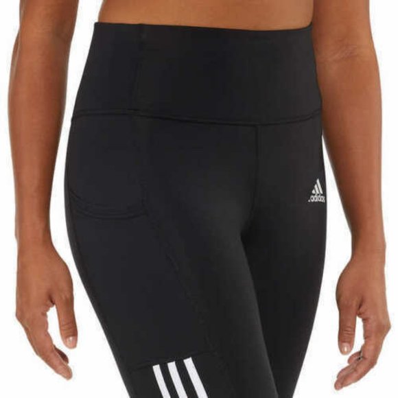 ADIDAS Women 7/8 Length 3-Stripe Active Tight High Waisted--Black - Picture 3 of 11